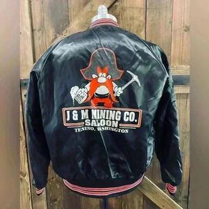 Vintage Pla-Jac Satin Bomber Jacket J&M Mining Co Saloon Tenino, WA Men’s M